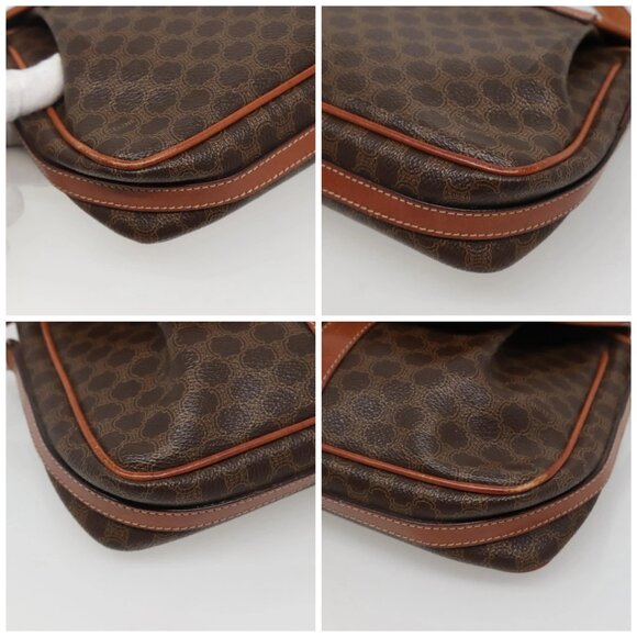 CELINE Macadam Canvas Shoulder Bag PVC Leather Brown Gold Auth - Picture 16 of 16